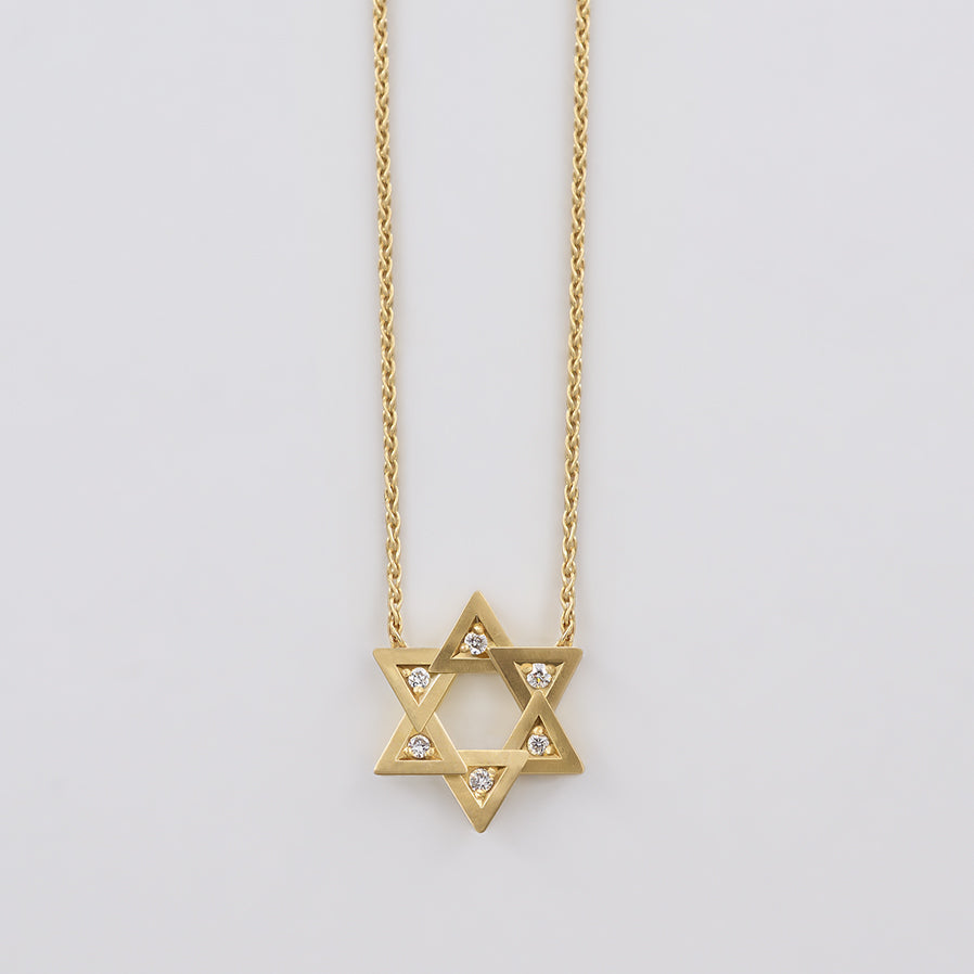 star of david necklace - 18k solid gold & diamonds