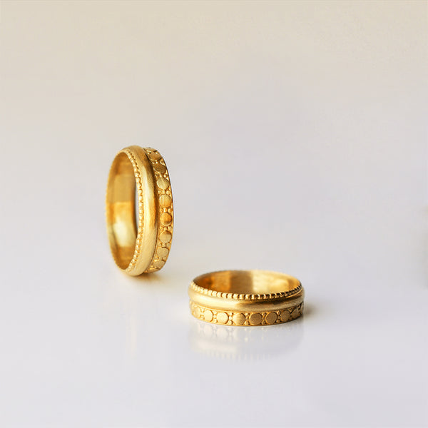 Decorated combined Wedding Ring - 18k solid gold