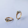 Black Trillion ring - 18k solid gold & black diamond