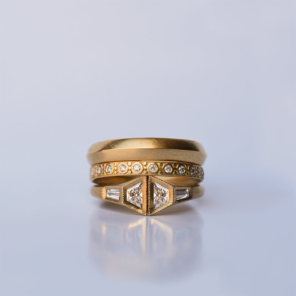 Double Trapezoid Diamond Ring - 18k solid gold