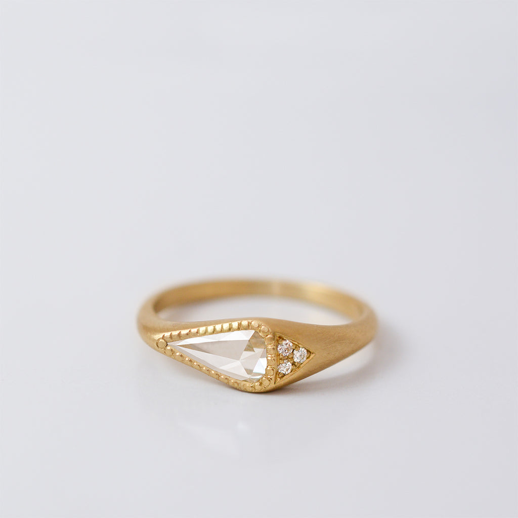 Long Drop ring - 18k gold & diamonds