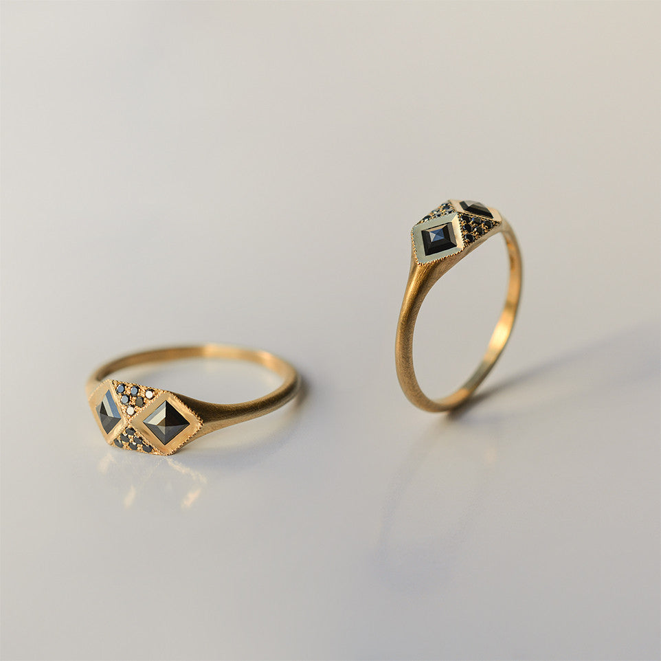 Black Pyramid Diamond Ring