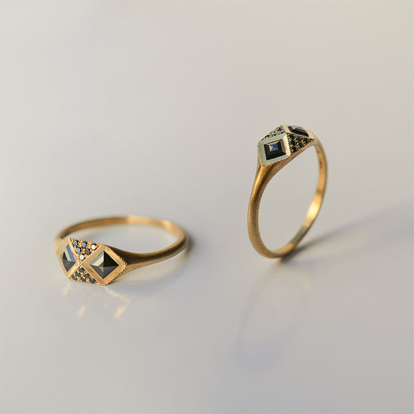 Black Pyramid Diamond Ring