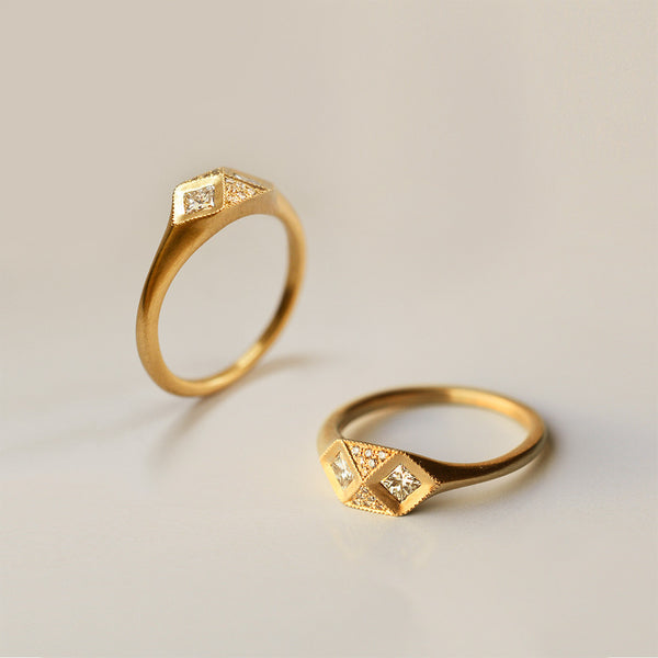 White Pyramid Diamond Ring
