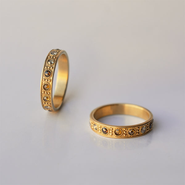 Diamond ring - 18k solid gold & Chocolate diamonds