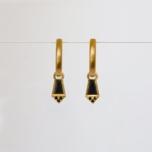 Black Taper earrings - 18k solid gold