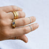 Purple hexagon ring - 18k gold with sapphire & diamonds