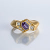 Purple hexagon ring - 18k gold with sapphire & diamonds