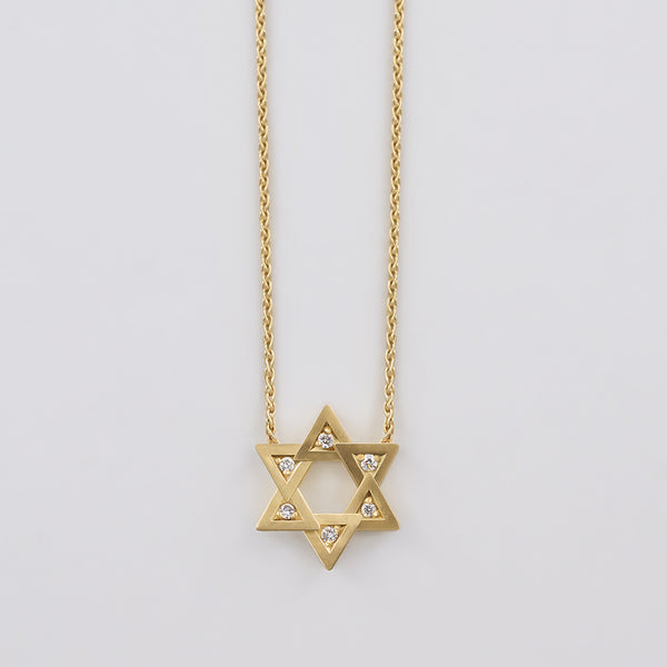 star of david necklace - 18k solid gold & diamonds