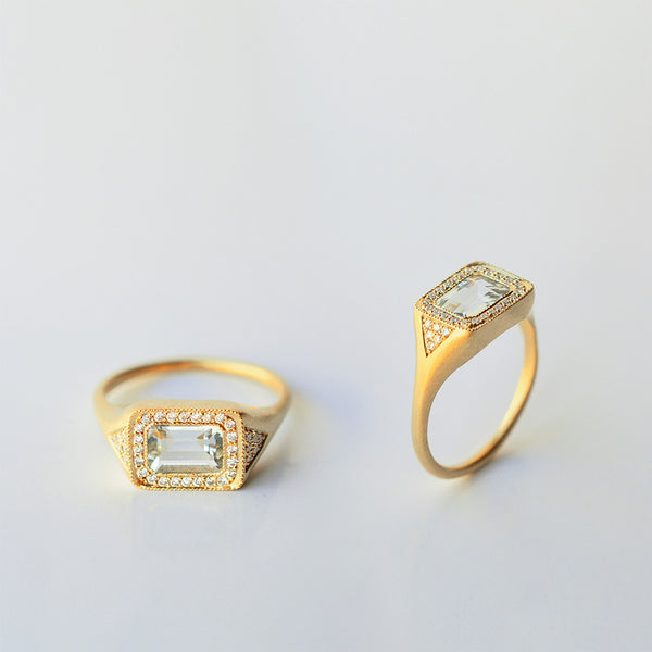 Diamond Aqua Ring - 18k solid gold