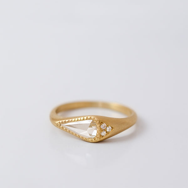 Long Drop ring - 18k gold & diamonds