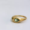 Drop ring - 18k solid gold & Green Sapphire