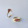 Halo Drop ring - 18k solid gold & Rubies