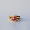 Halo Drop ring - 18k solid gold & Rubies