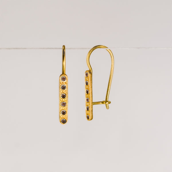 Decorated earrings - 18k solid gold & chocolate diamonds