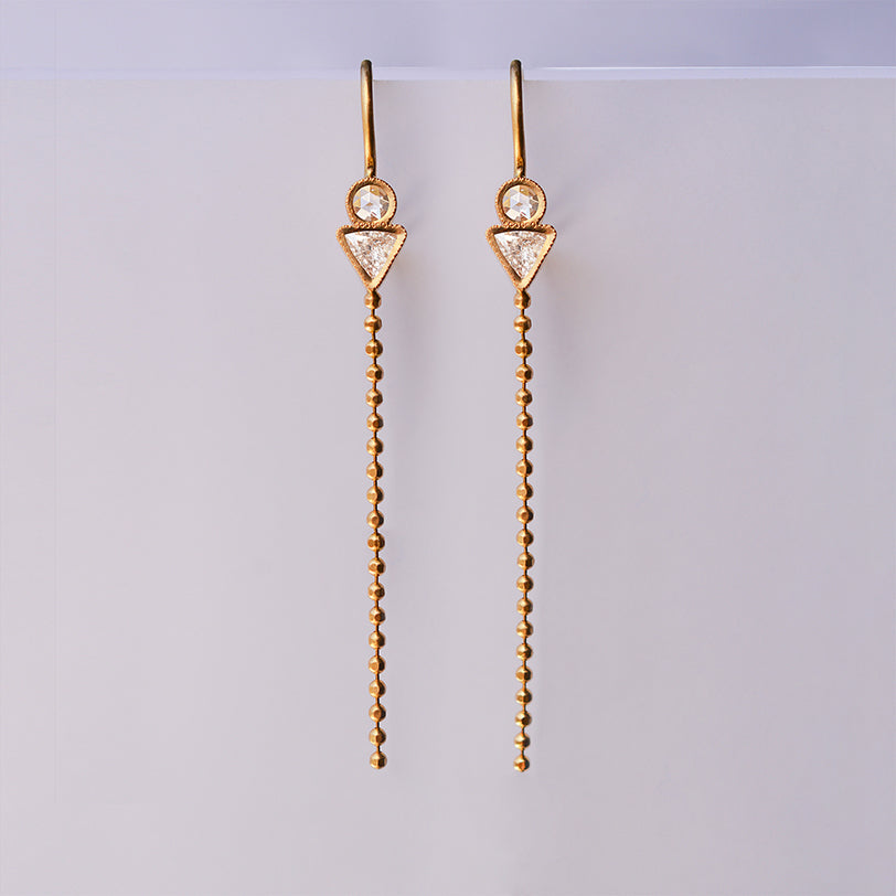 Geometric earrings - 18k solid gold & diamonds.