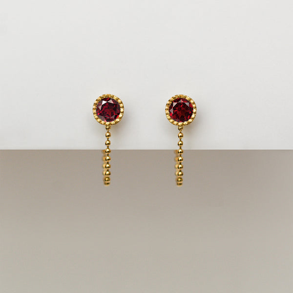 Garnet earrings - 18k solid gold
