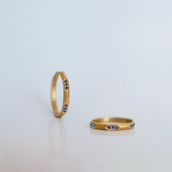 Six Hexagons ring - 18k solid gold & sapphires