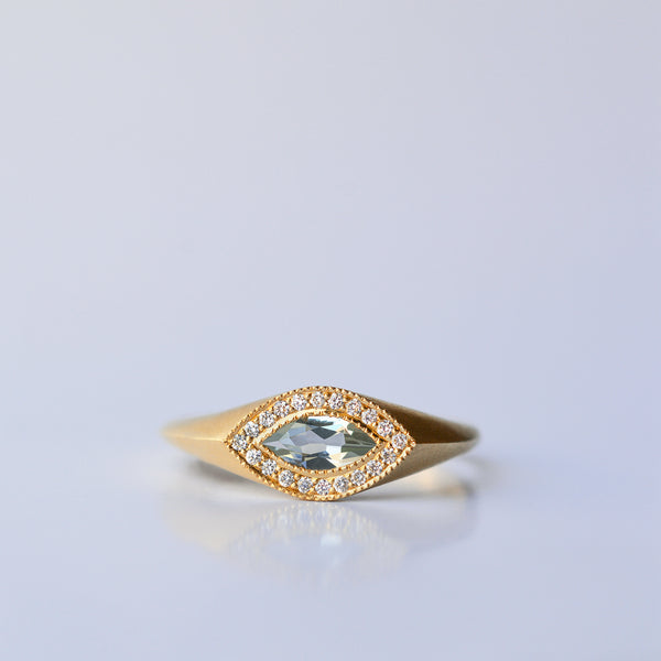 Marquis ring - 18k solid gold & Aquamarine