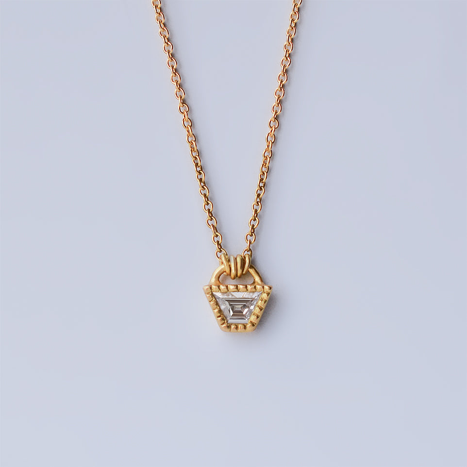 Diamond Trapezoid necklace - 18k solid gold