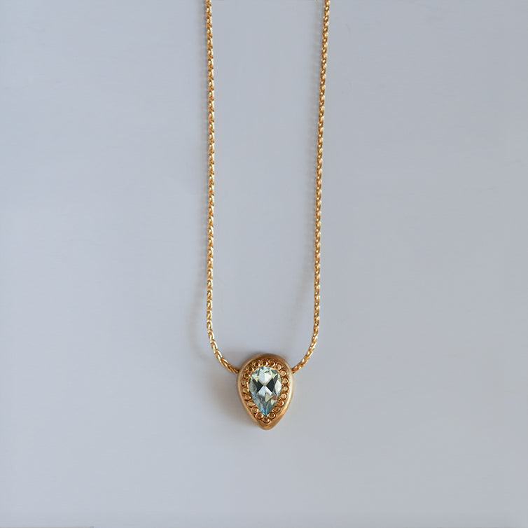 Aqua drop necklace - 18k solid gold & Aquamarine